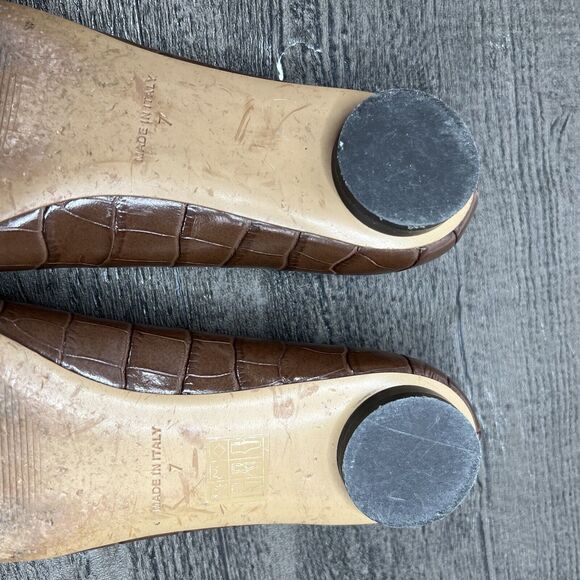 Everlane The 90's Flat Shoe 100% Brown Leather Croc Embossed Women’s Sz 7 - Picture 14 of 15